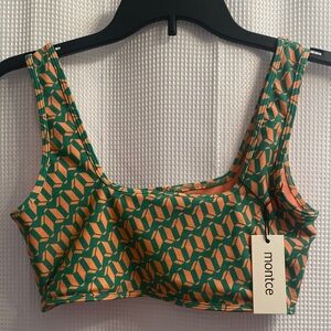 Montce Green and Peach Geo Allie Bikini Top